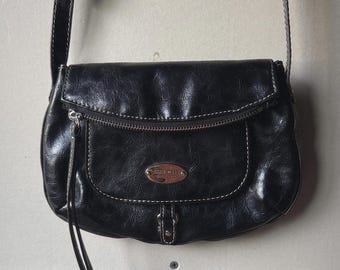 90s Deena & Ozzy Black Leather Chain Strap Purse|soft Pebbled