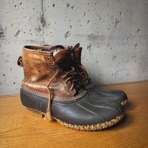 L.L. Bean Men’s 8M Bean Boots Brown Leather Black Rubber Duck Boots Made USA Men main image 4