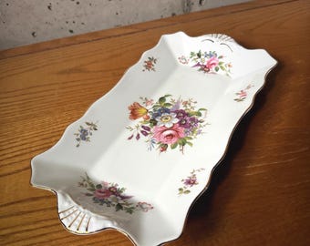 Bandeja para sándwiches vintage Aynsley Howard Sprays, porcelana fina, Inglaterra, decoración floral para fiestas de té.