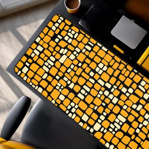 Retro Desk Mat Mid Century Pattern Aesthetic Workspace Setup