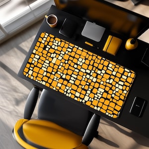 Retro Desk Mat Mid Century Pattern Aesthetic Workspace Setup