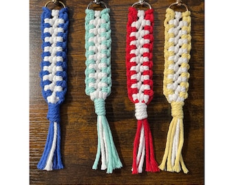 Macrame Keychain, Boho Style, Recycled Cotton
