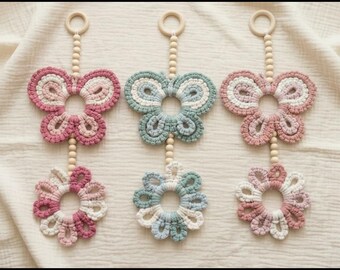 Macrame Butterfly & Flower Nursery Wall Art - Whimsical Baby Room Decor