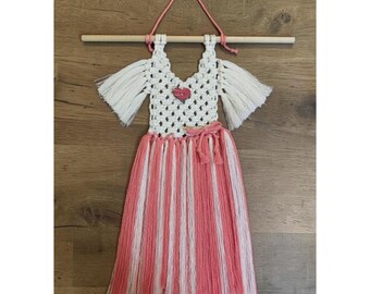 Baby Dress Wall Hanging, Whimsical Macrame Girls Room Nursery Decor, Ballet Tutu Decor