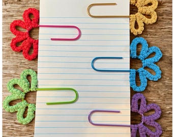 Handmade Jumbo Paperclip Bookmark - Macrame Flower Design