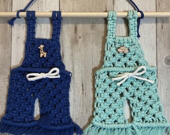 Twin Boys Nursery Macrame Wall Decor | Boho Baby Jumpers, Recycled Cotton Wall Hanging