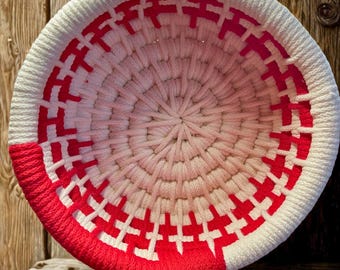 Coiled Rope Basket, Boho Entryway Organizer, Recycled Cotton Cord, Reusable Storage Homeware