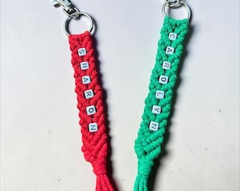 Personalized Name Keychain, Macrame Boho Style, Recycled Cotton