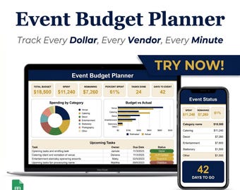 Hoja de cálculo para planificar el presupuesto de eventos y realizar el seguimiento de fiestas (Google Sheets)