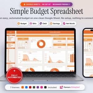 Simple Budget Spreadsheet Google Sheets | Easy Monthly Budget No Setup Tracker