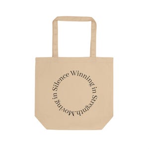 Silent Strength logo Eco Tote Bag | Circular script studio design