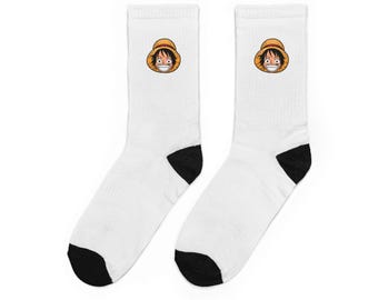 Strumpor med stråhattkaraktär och ansikte | Mönstrade strumpor