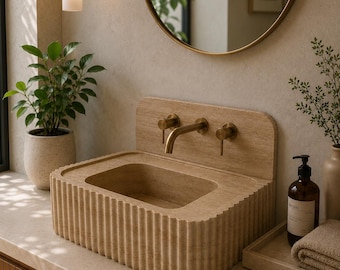 Travertine Sink, Special Basin, Travertine Marble Sink, Bathroom Vanity, Wall Mounted Sink, Vessel Sink