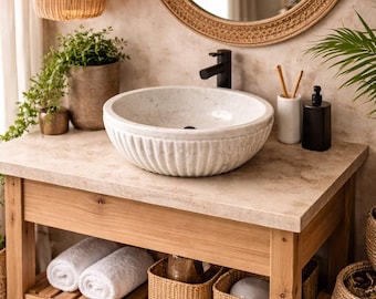 White Marble Sink, Circle Sink, Calacatta Viola Sink, Natural Stone Sink, For Bathroom Round Marble Sink