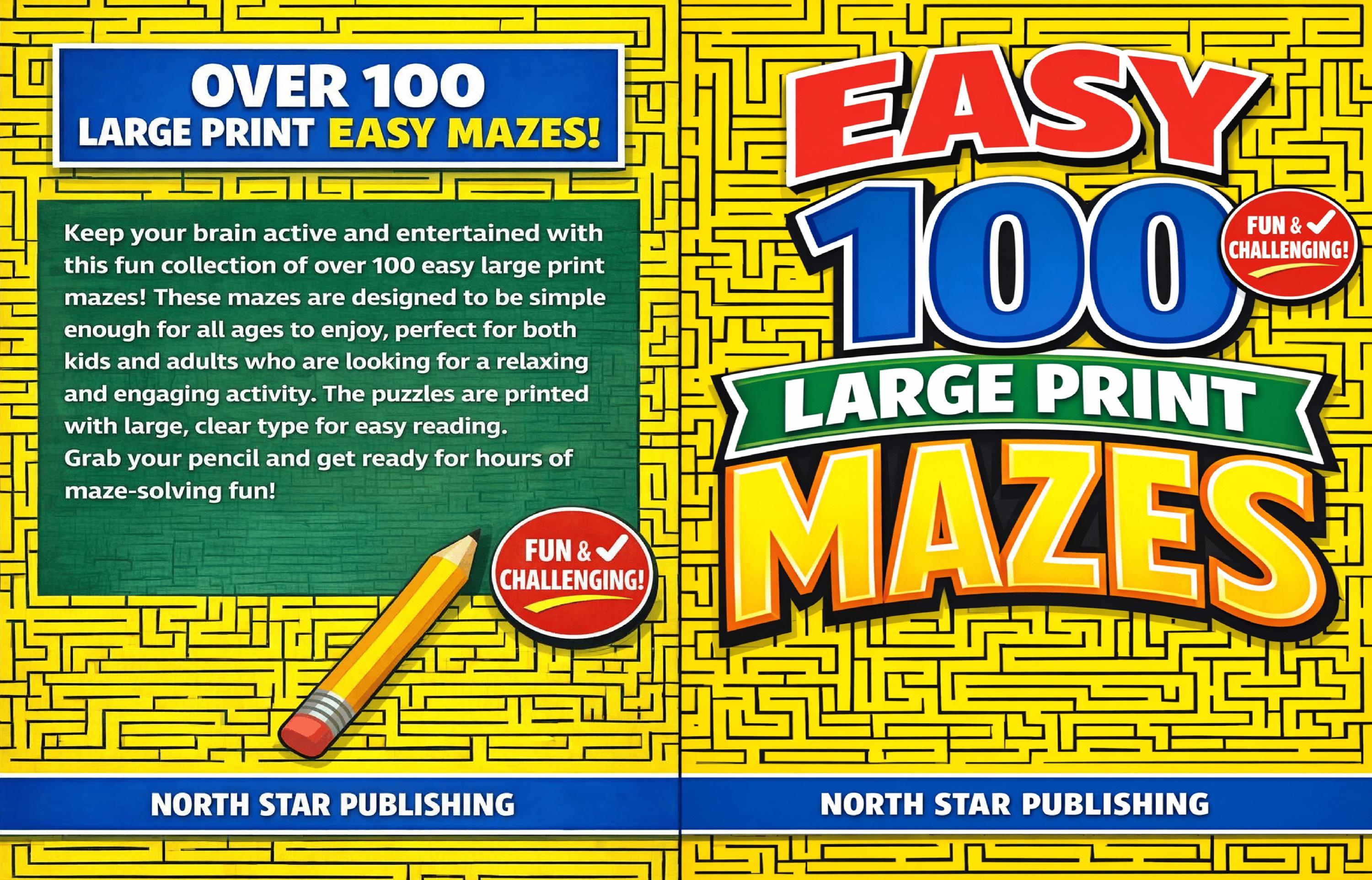 100 Easy Maze Puzzles for Adults — Large Print Simple Pathfinding ...