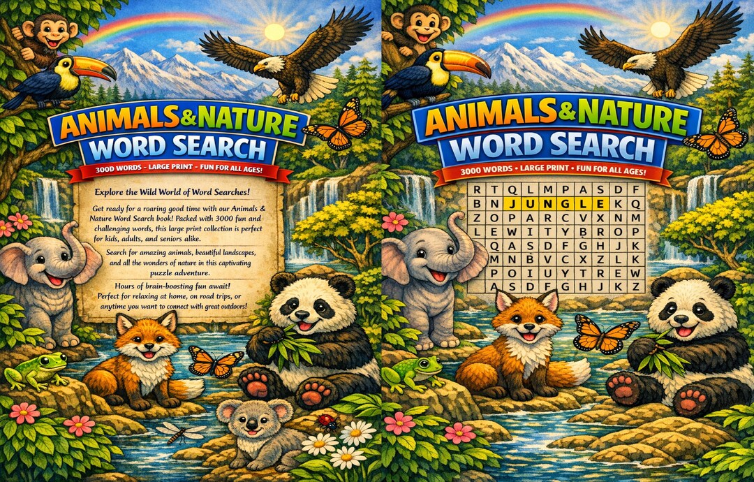 150 Animals & Nature Word Search Puzzles — Large Print Mega Wildlife ...