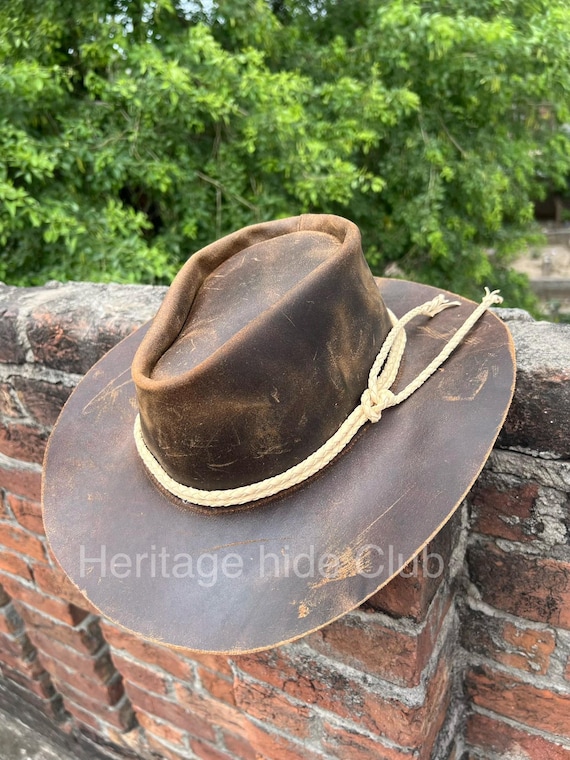 Handmade Distressed Leather  Western Hat – Arthur Morgan inspired – Style Of RDR2 Cosplay Headwear