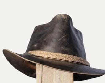 Handmade Arthar Morgan Inspired Distressed Brown Leather Cowboy Hat – Style Of RDR2 cosplay