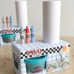 Cajita estilo playdoh fast, plantilla de caja de crayones para obsequios, plantilla de obsequios para fiestas con masa
