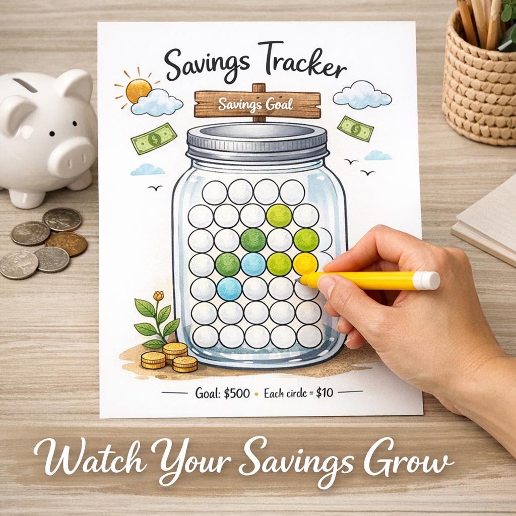Visual Savings Jar Tracker Printable | Money Saving Challenge, Budget ...