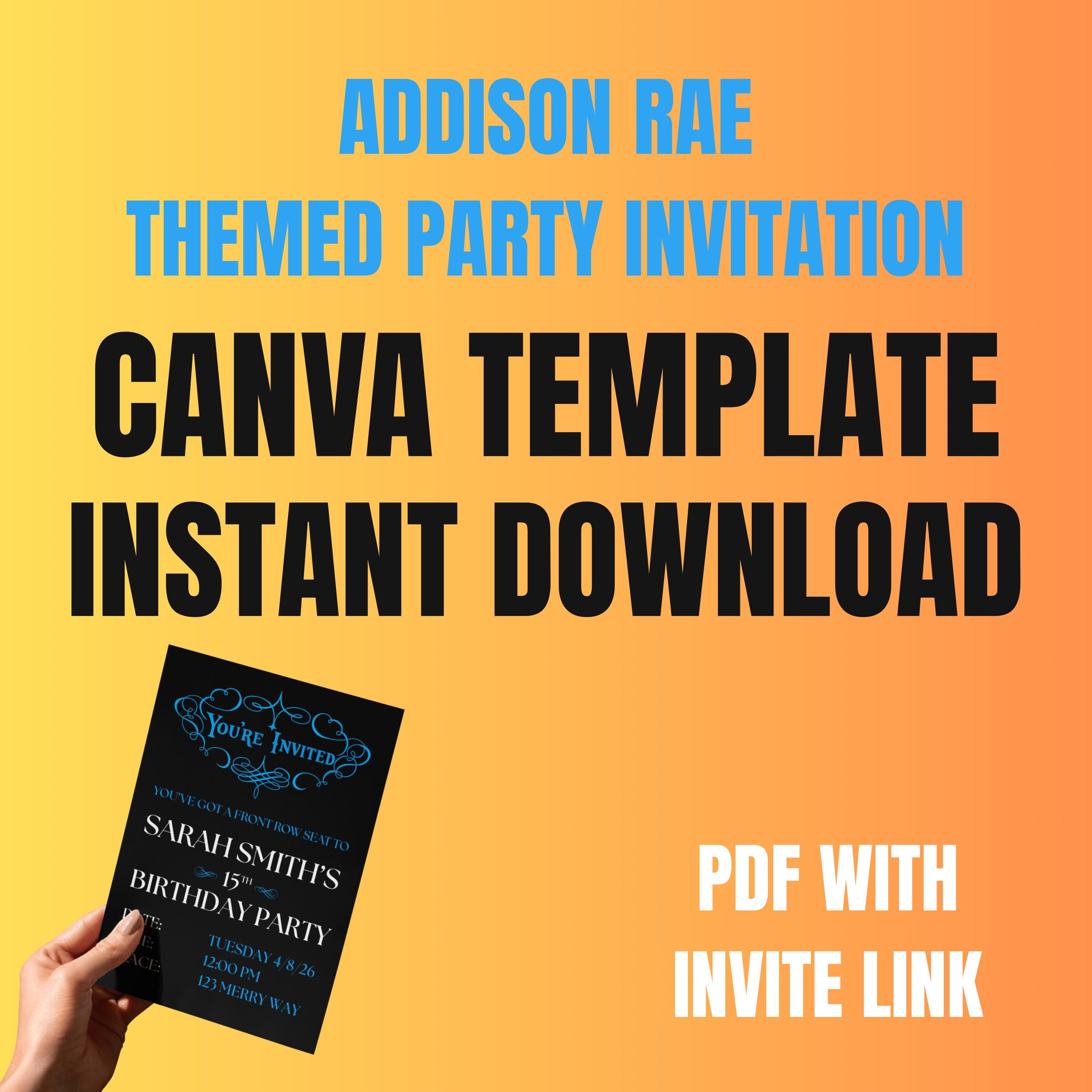 Addison Rae Birthday Invitation Canva Template, Y2K Pop Star Party ...