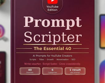 AI Prompts for YouTube Creators | 40 AI Prompts for Scripts, Titles, Hooks & YouTube SeO | Instant Download PDF