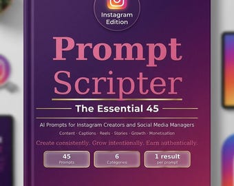 AI Prompts for Instagram | 45 AI Prompts for Captions, Reels Scripts & Instagram Growth | Social Media Tool | Download