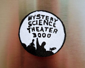 Mystery Science Theater 3000 Logo Magnet — Hand-Painted 3D Printed, Strong Magnet, Classic Character Silhouettes