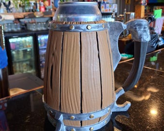 Renaissance Fair Barrel Can Holder Stein