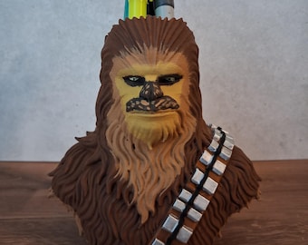 Chewbacca Pen Holder | Hand Painted 3D Printed Desk Organizer | Star Wars Inspired Pencil Cup | Wookiee Office Decor