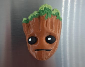 Baby Groot Tree Guardian Fridge Magnet – 3D Printed, Hand-Painted – Strong Hold – Space Adventure Inspired