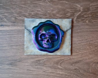 Hand Painted Skull Wax Sealed Envelope 3D Printed