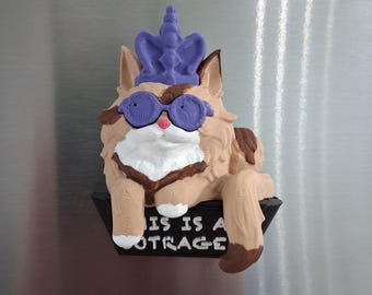 Princess Donut Cat Fridge Magnet – 3D Printed, Hand-Painted – Dungeon Crawler Carl Inspired