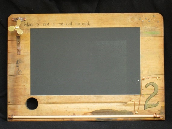 Handmade Steampunk Chalkboard: Man is Not a Rational Animal. - Etsy Handmade Steampunk Chalkboard: Man is Not a Rational Animal. - Etsy