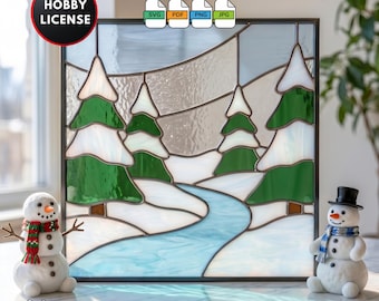 Stained Glass Pattern for Beginners DIY Snow Forest Stained Glass Window Suncatcher Wall Art Digital Download