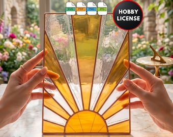 Stained Glass Pattern for Beginners DIY Golden Hour Sunset Stained Glass Window Suncatcher Wall Art Digital Download