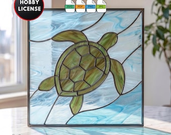 Stained Glass Pattern for Beginners DIY Sea Turtle Stained Glass Window Suncatcher Wall Art Digital Download