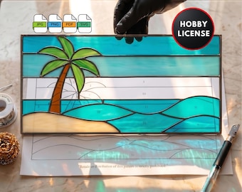 Stained Glass Pattern for Beginners DIY Beach Waves Stained Glass Window Suncatcher Wall Art Digital Download