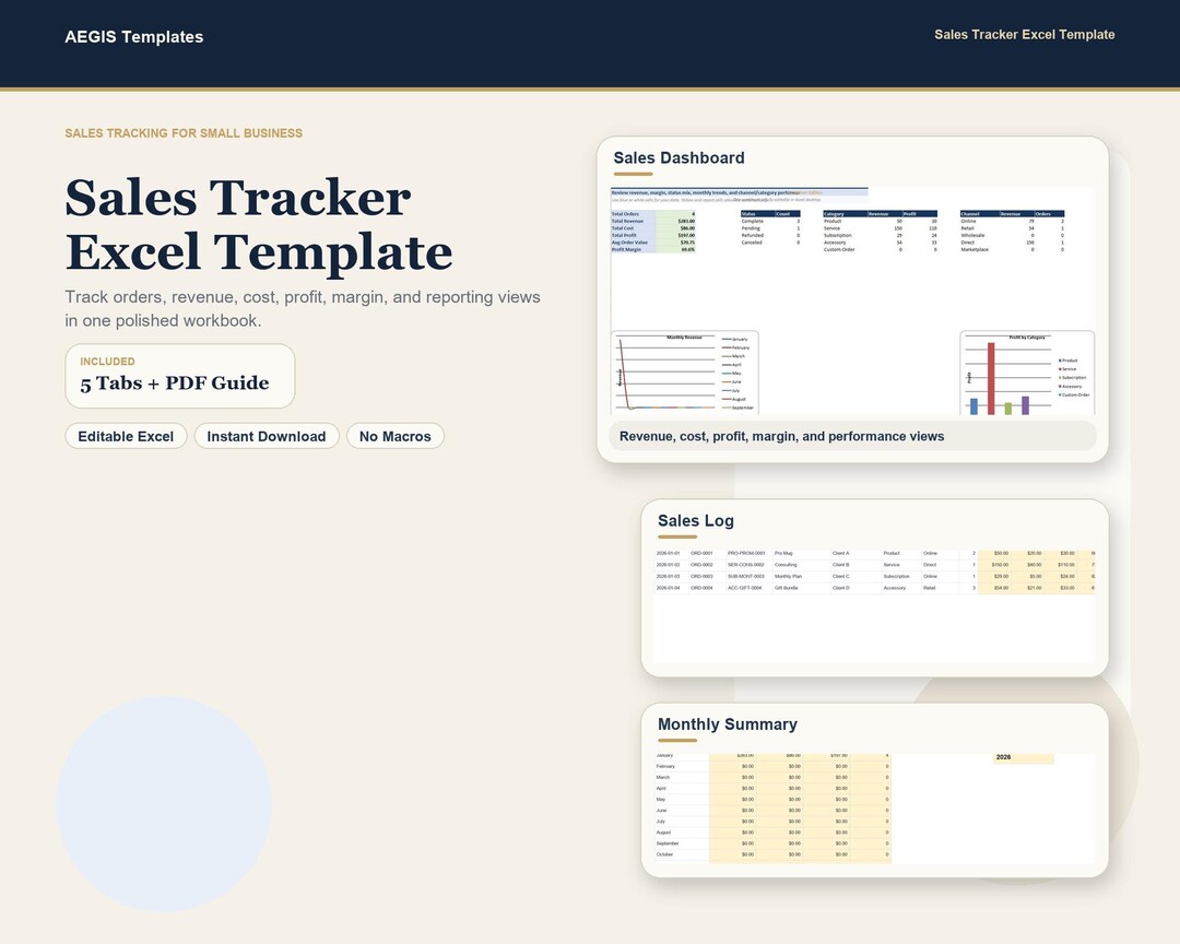 Small Business Sales Tracker Excel Template (digital Download) - Etsy