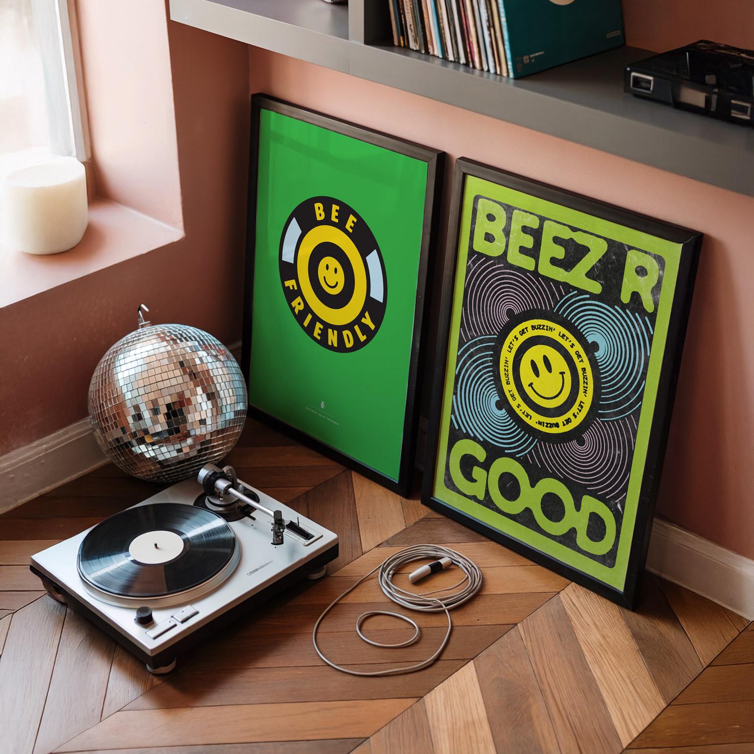 90s Rave Inspired Poster | Bee Art Print | Acid House | Dopamine Decor ...