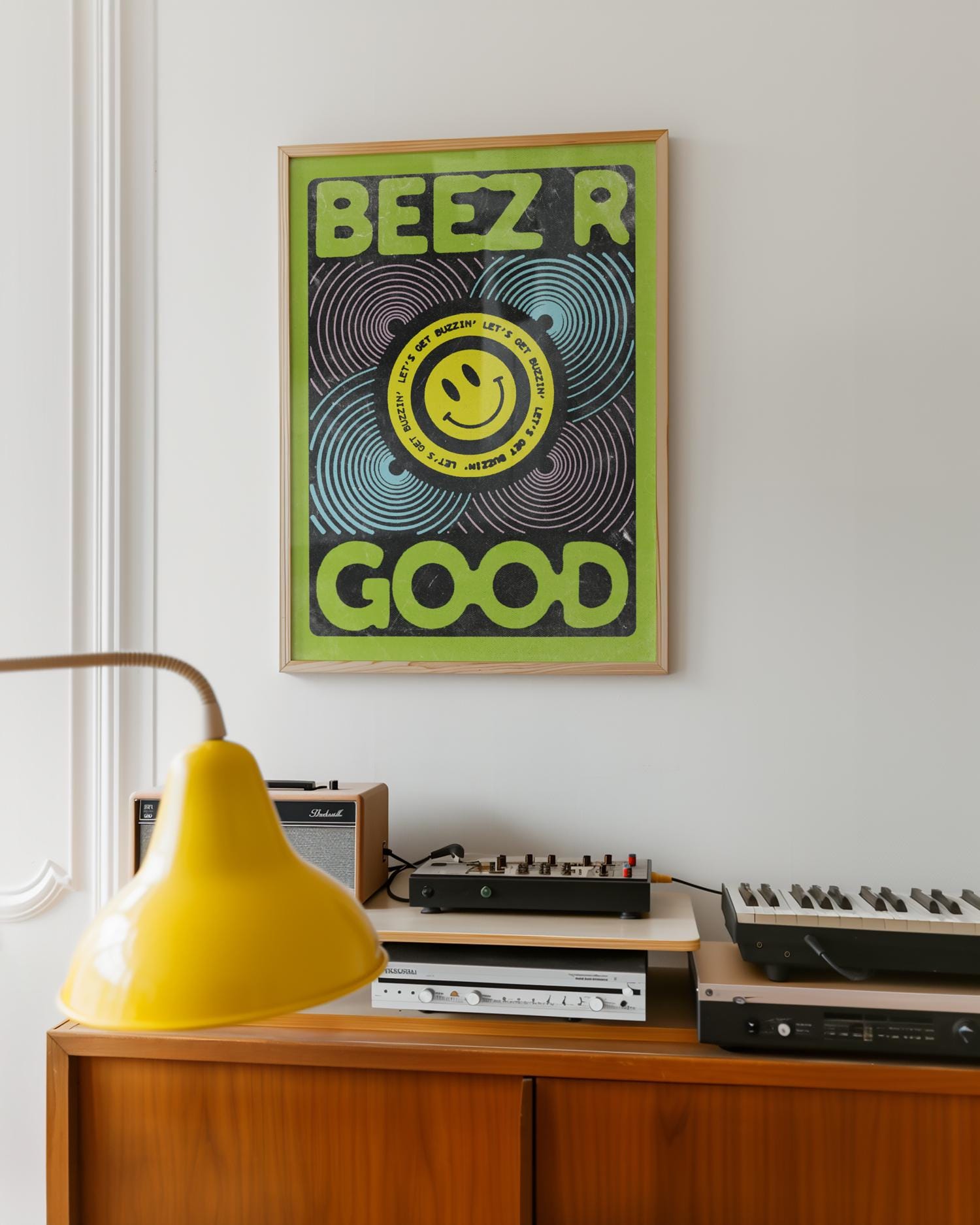 90s Rave Inspired Poster | Bee Art Print | Acid House | Dopamine Decor ...