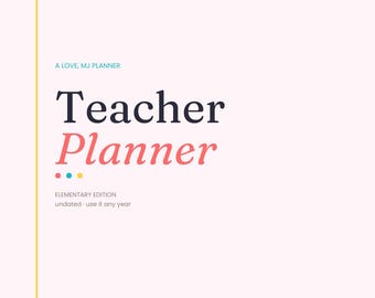 Agenda per insegnanti senza data, stampabile e digitale / Libro per la pianificazione delle lezioni della scuola elementare / Agenda GoodNotes con pagine per la cura di sé