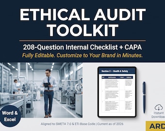 Ethical Audit Checklist Toolkit | SMETA, ETI Base Code, CAPA Templates (Word Excel)