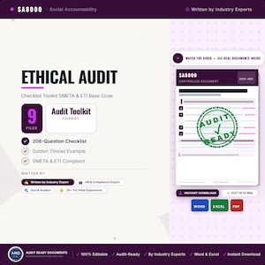 Ethical Audit Checklist Toolkit | SMETA, ETI Base Code, CAPA Templates (Word Excel)