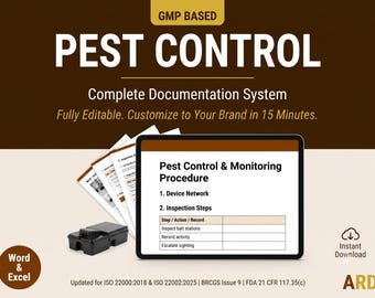 Pest Control System IPM Program Documents Full Pack  for Food Manufacturing  ISO 22000 BRCGs HACCP
