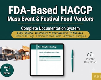 HACCP Food Safety System Full Pack for Food Trucks & Festival Vendors - FDA Food Code Mass Event Documentation