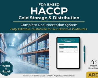 FDA HACCP Cold Storage & Distribution System Full Pack Documents (FSMA Codex | Temperature Log Traceability  Audit Checklist Ect Templates )