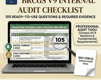 Editable BRCGS Food Safety Issue 9 Internal Audit Checklist Digital Download