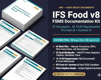 IFS Food v8 FSMS Documentation Kit | All 10 KO Requirements, Doctrine v5