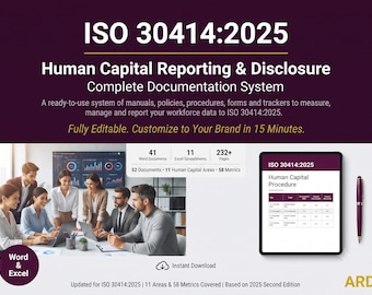 ISO 30414:2025 Human Capital Reporting System Full Pack ( 52 Documents | HR Metrics KPI Workforce Analytics HRMs )